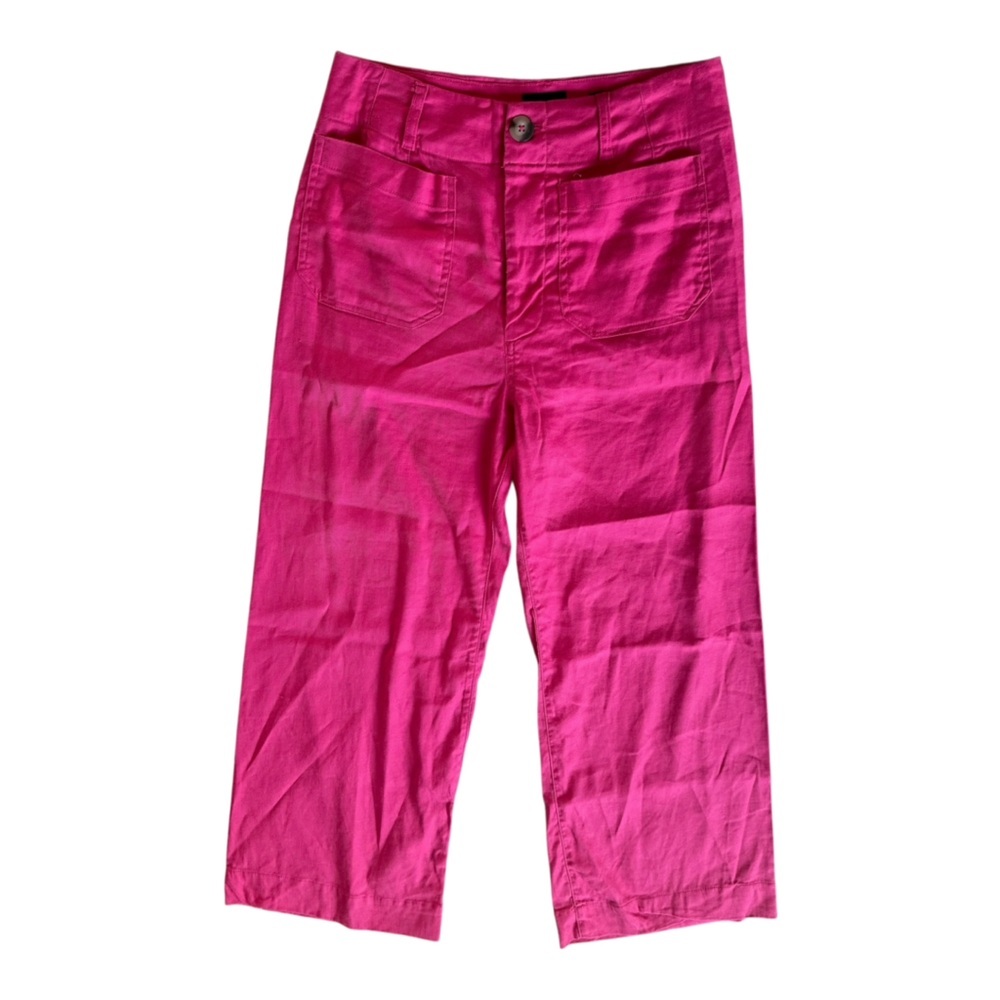 Anthropologie Maeve The Collette Linen Edition Rose Pink Sz 32 Wide Leg